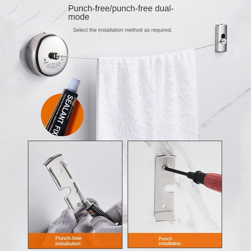 Novedoso Tendero Retráctil Para Ropa en acero inoxidable - Exterior-Interior