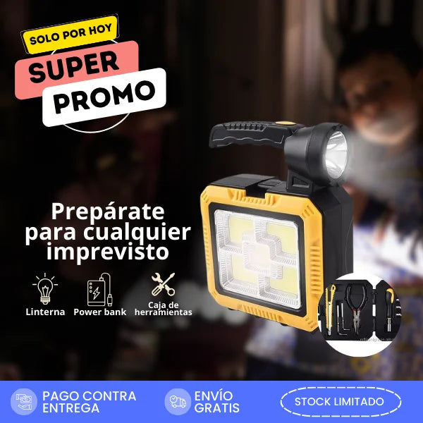 LAMPARA 3 EN 1- LINTERNA LED + KIT DE HERRAMIENTAS + POWER BANK