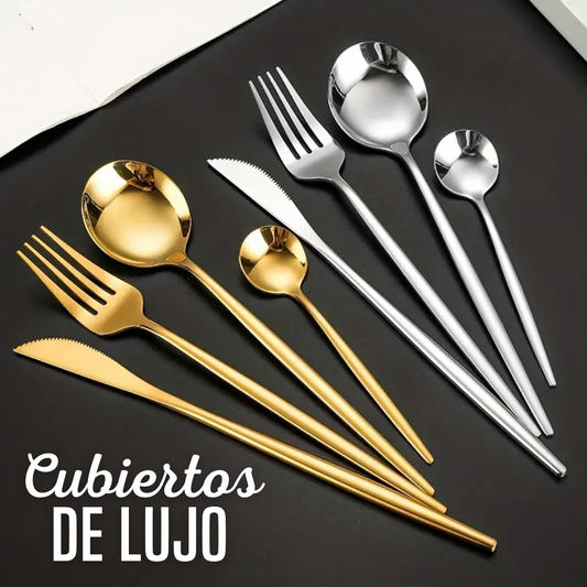 JUEGO DE CUBIERTOS DE LUJO EN ACERO INOXIDABLE  24 UND